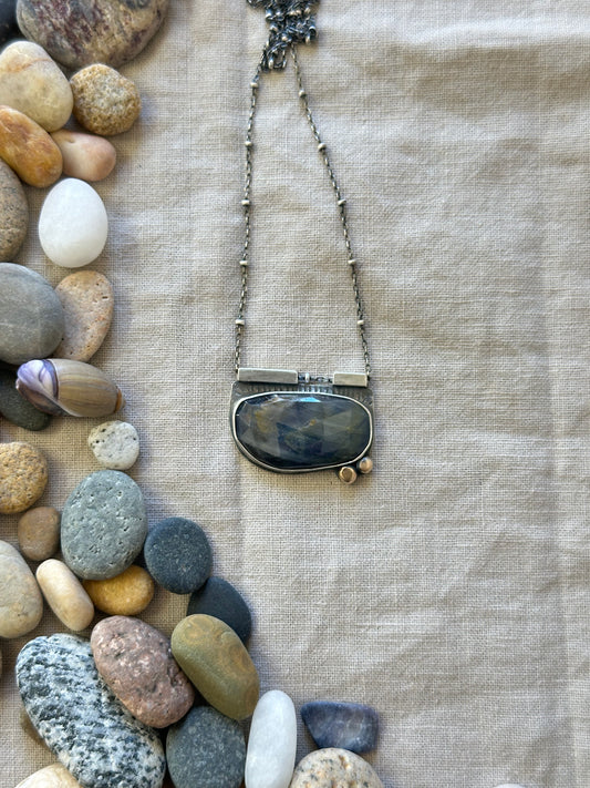 Blue-Grey Sapphire Necklace