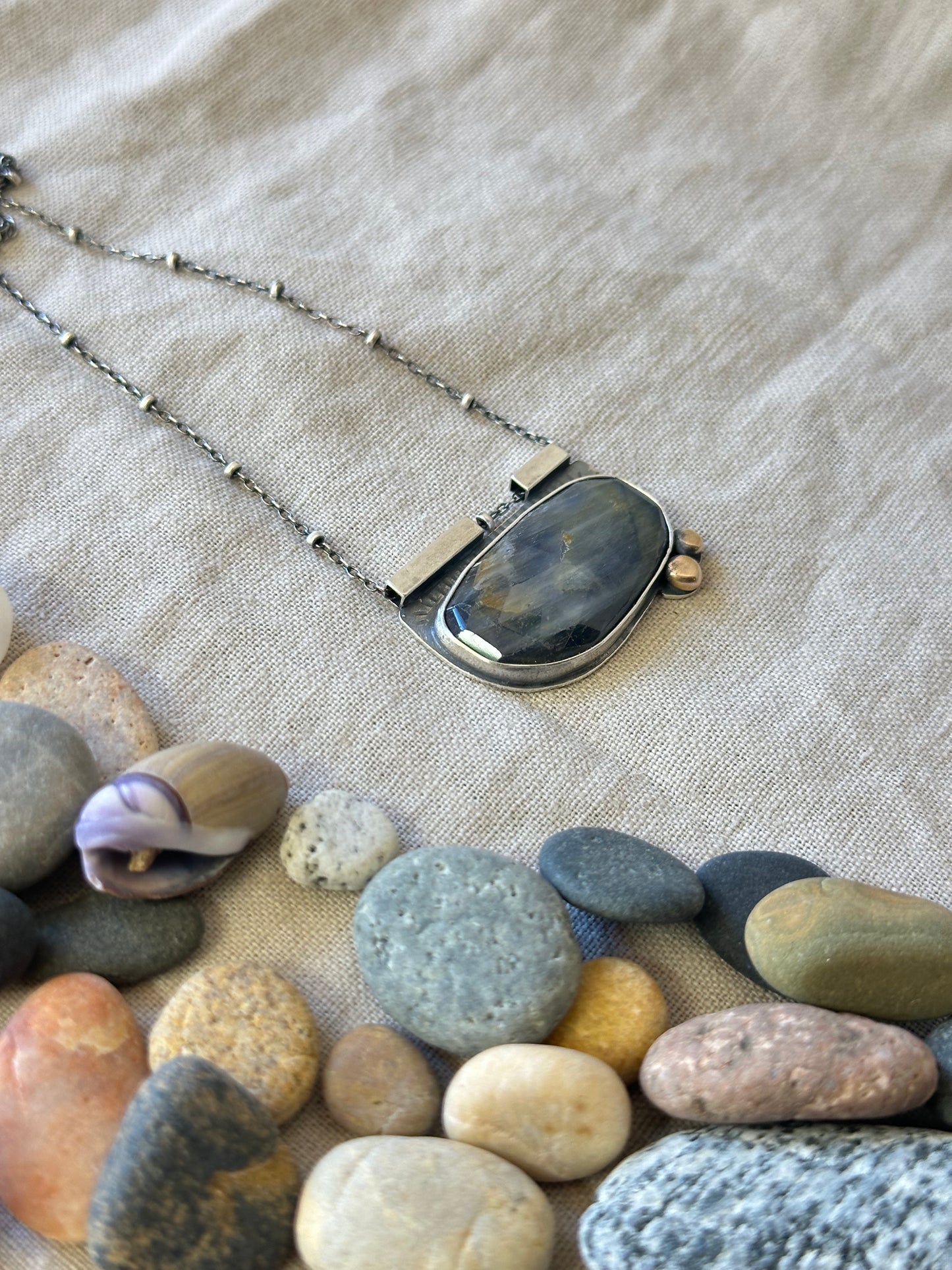 Blue-Grey Sapphire Necklace