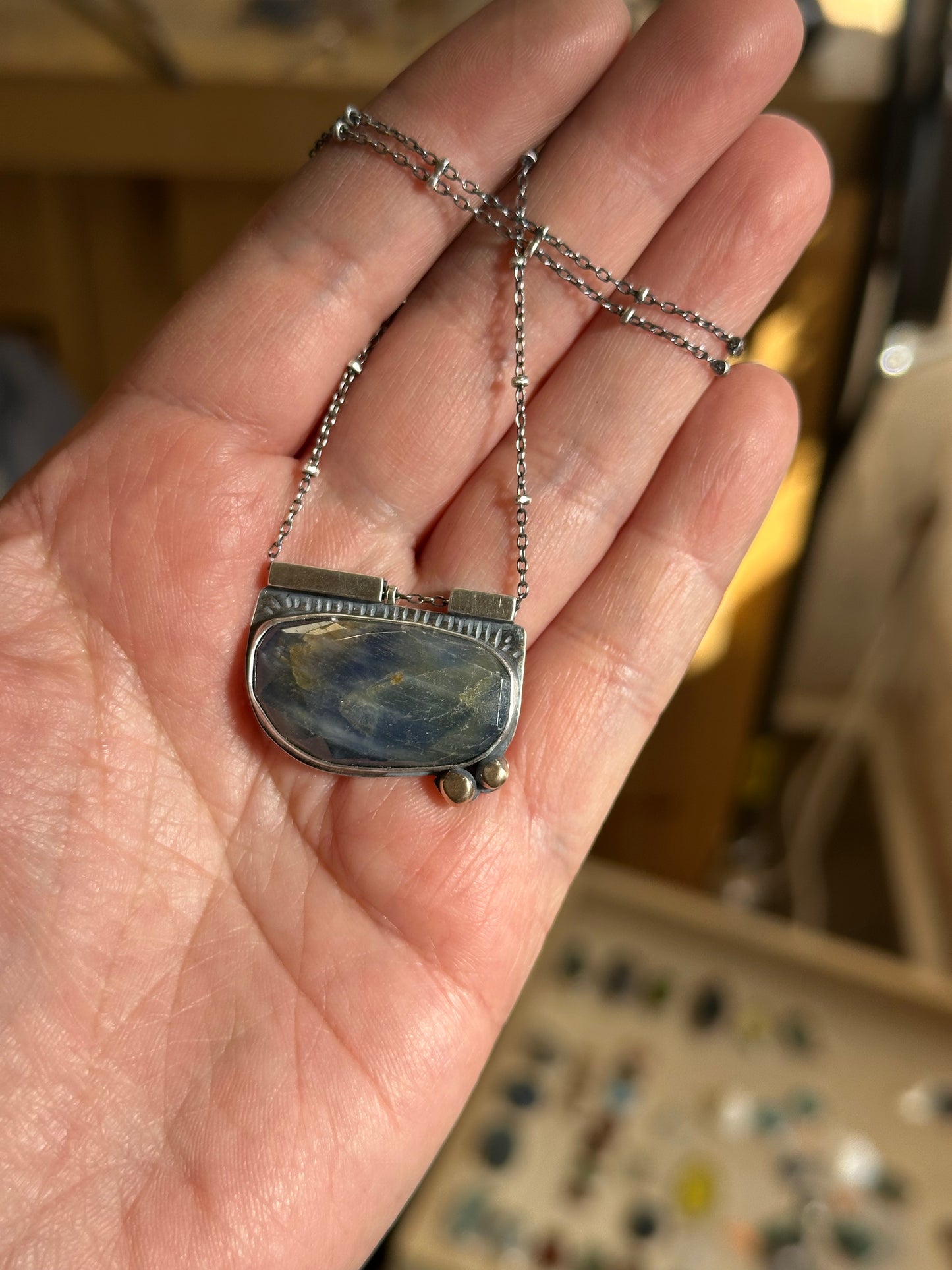 Blue-Grey Sapphire Necklace