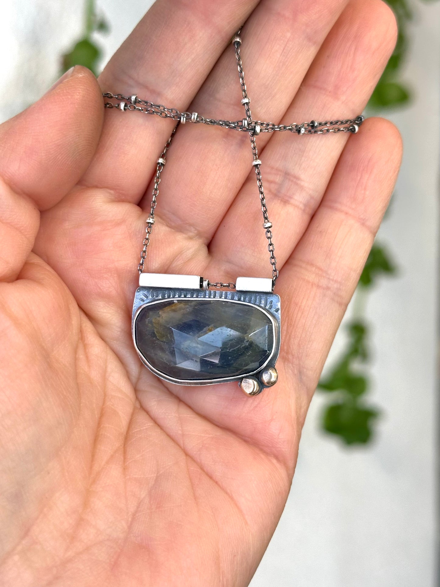 Blue-Grey Sapphire Necklace