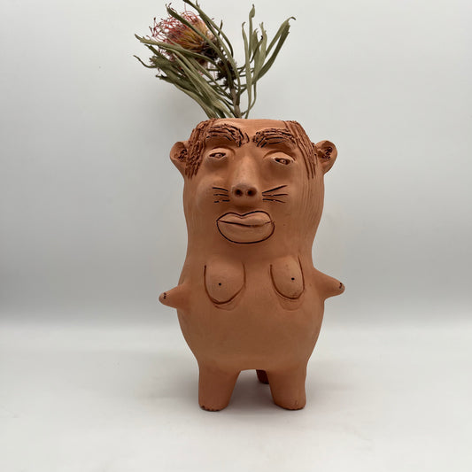 Large ~ Terracota face planter with legs