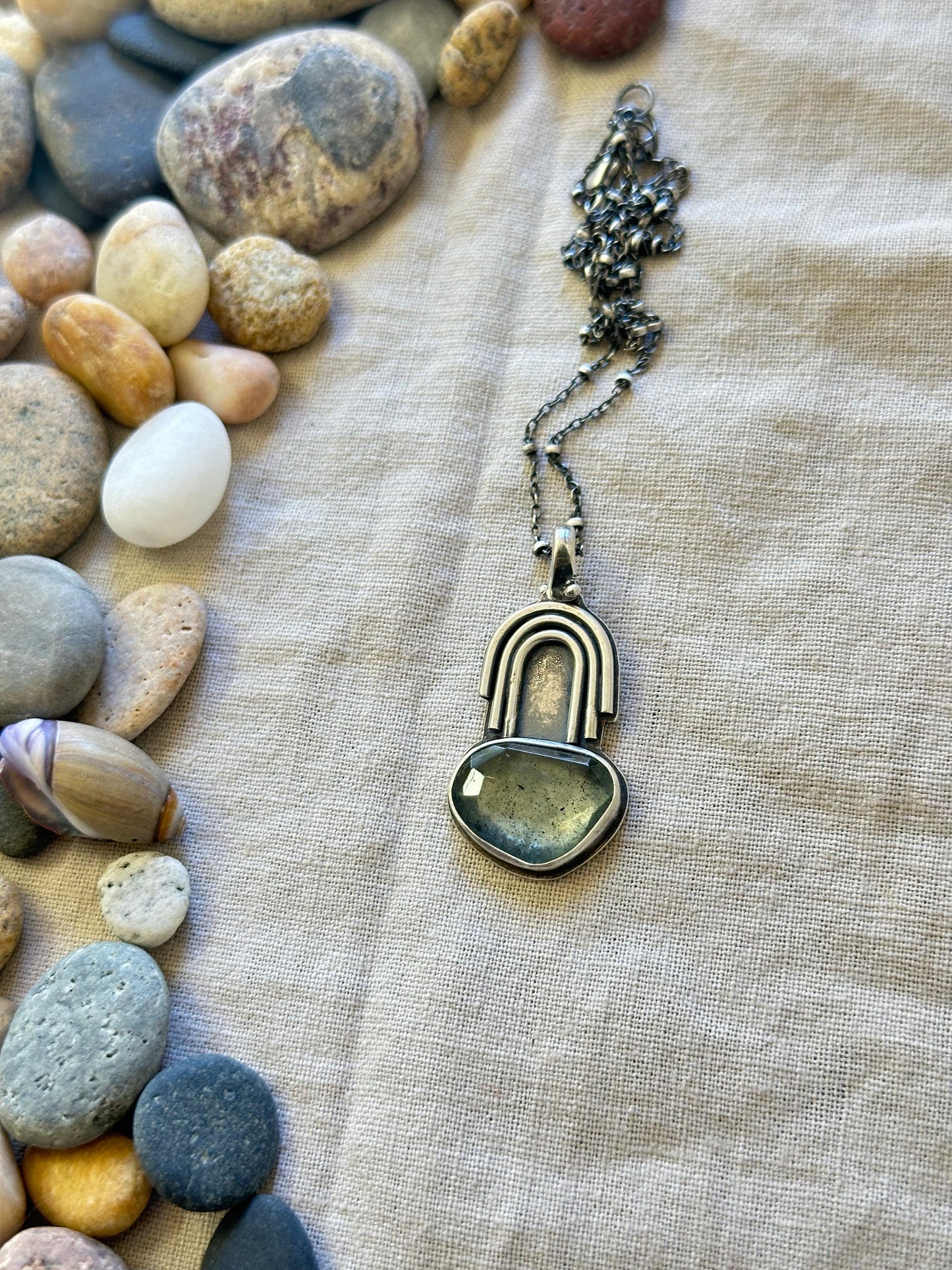 Moss Aquamarine & Sterling Silver ~ Necklace