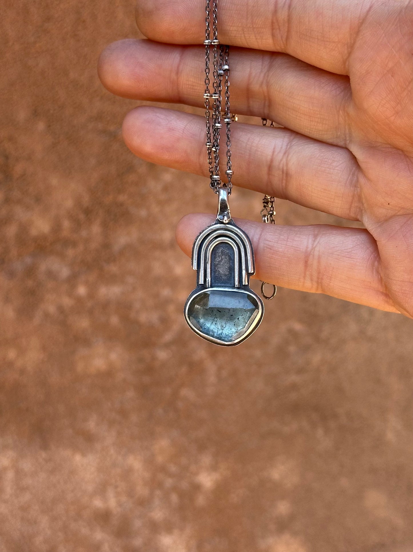 Moss Aquamarine & Sterling Silver ~ Necklace