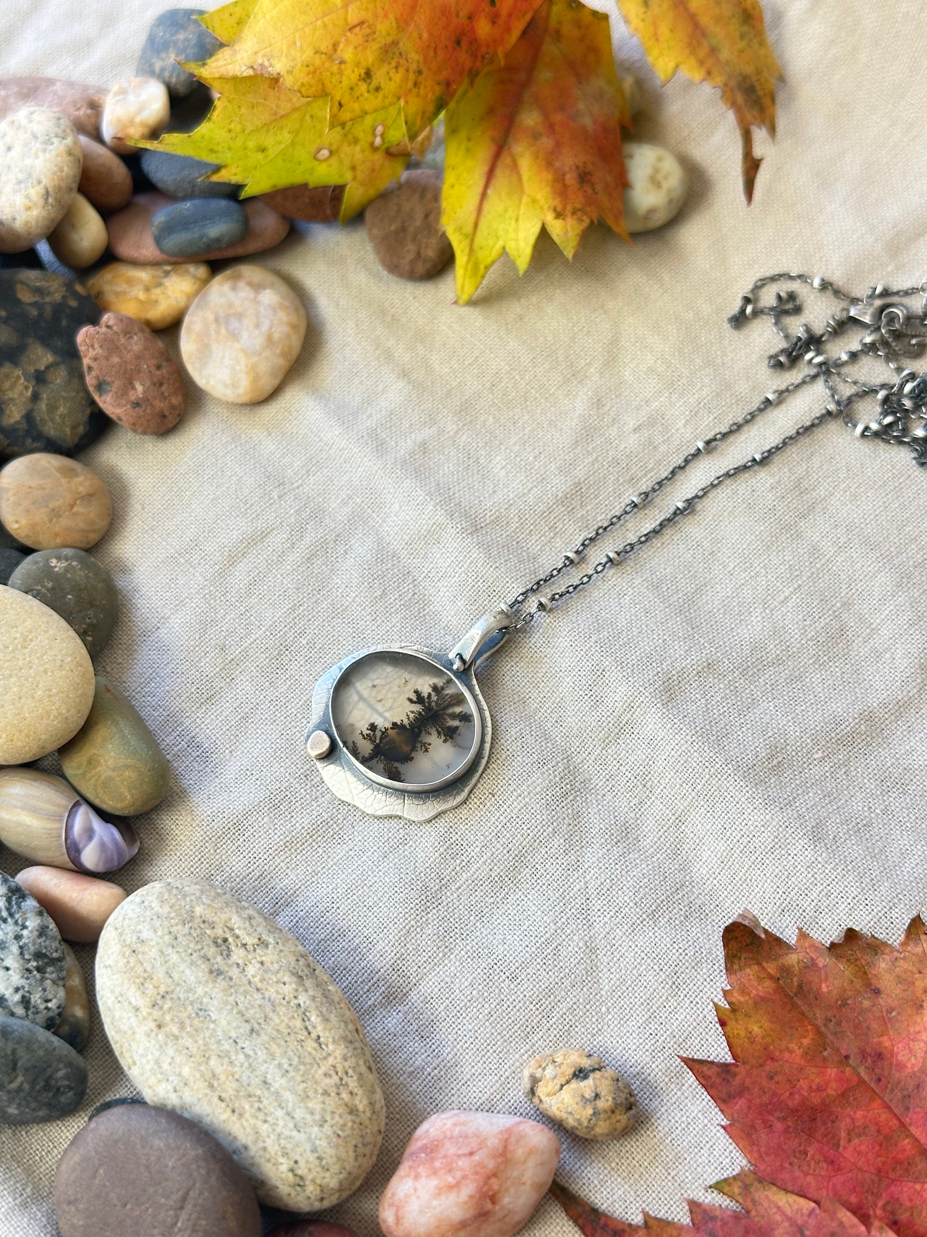 Dendritic Agate and Sterling Silver Neckkace