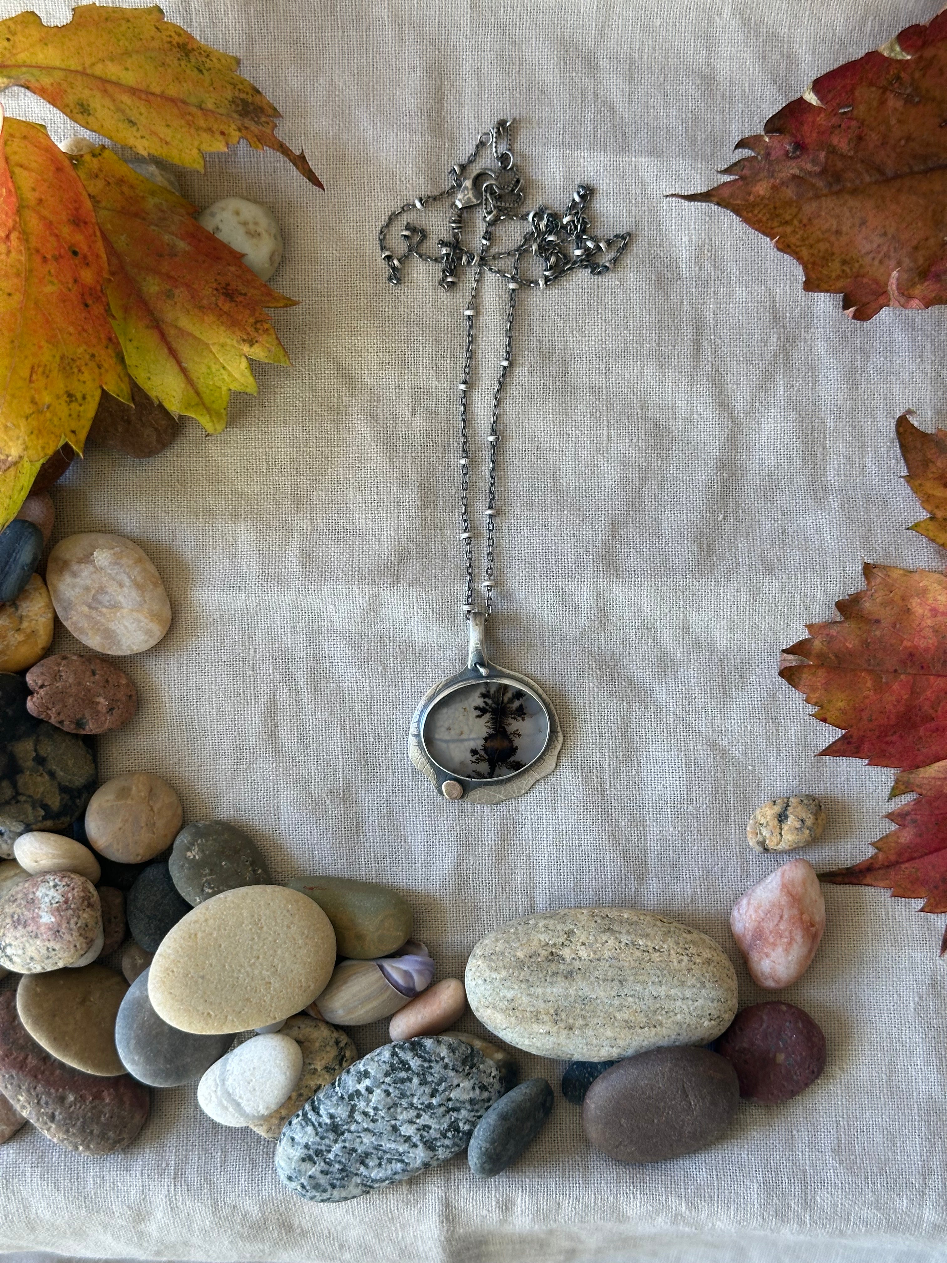 Dendritic Agate and Sterling Silver Neckkace