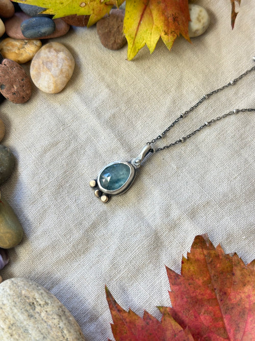 Aqua Kyanite &Sterling Silver - Amulet Necklace