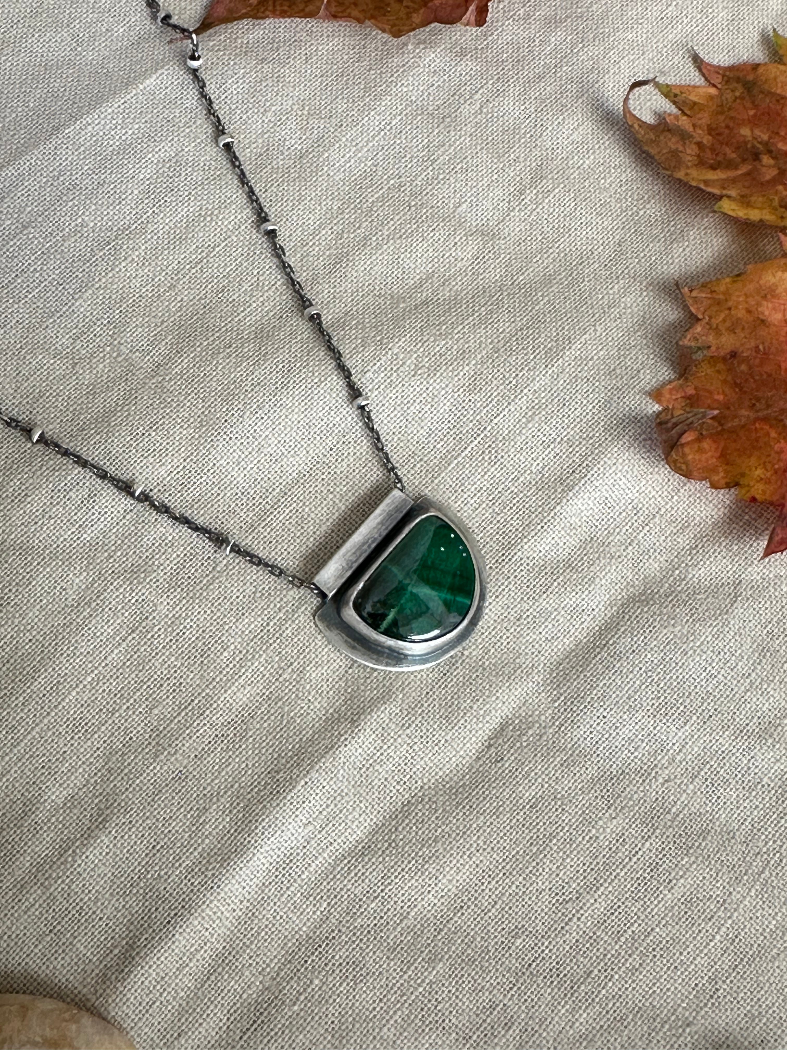 Silky Malachite & Sterling Silver Necklace