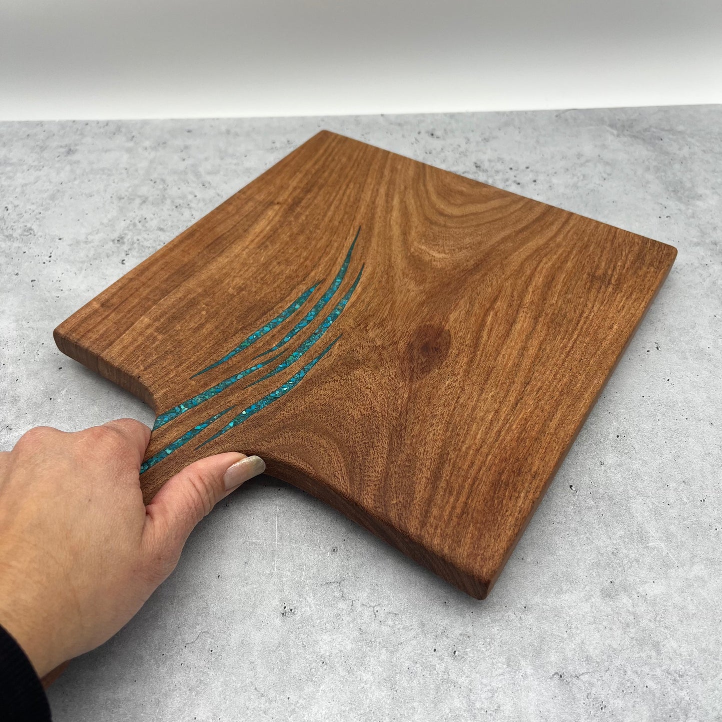 Cutting board with handle ~ Peruvian turquoise