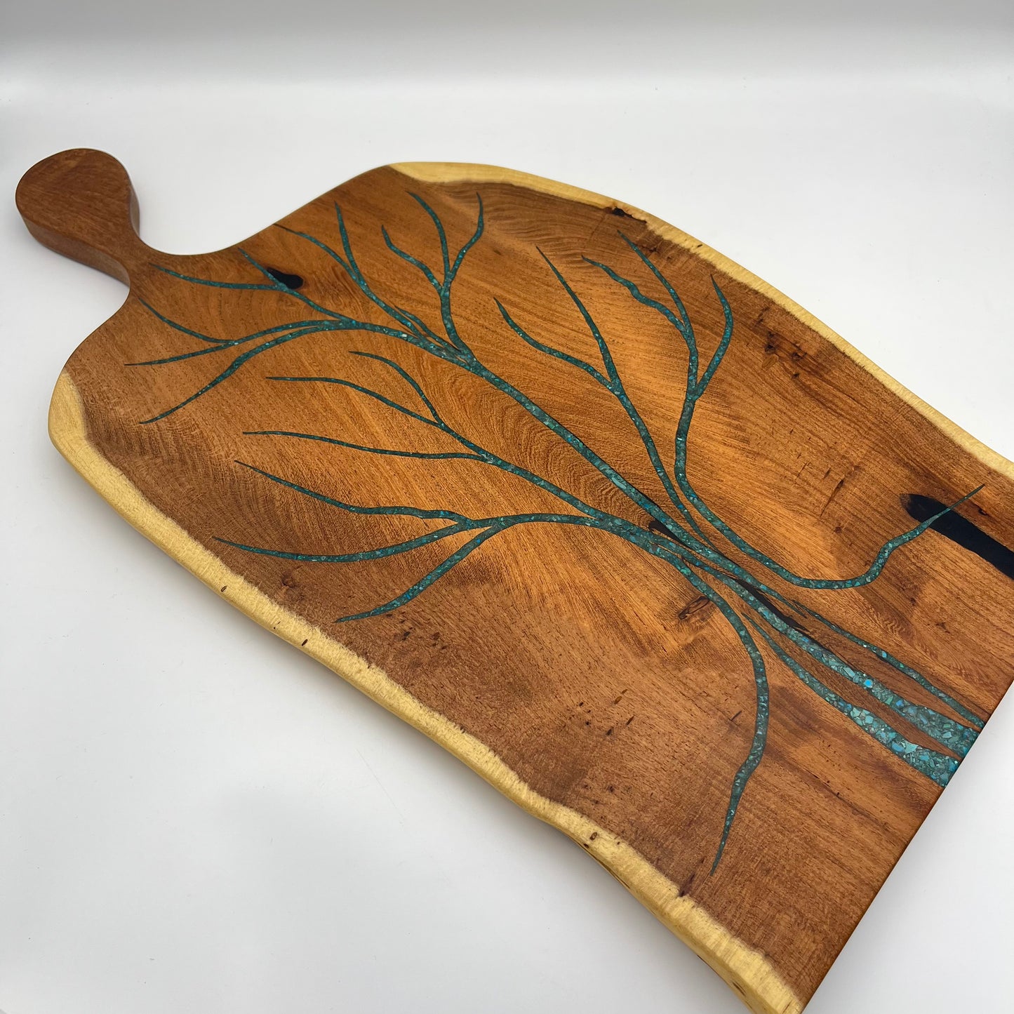 Cutting board with handle ~ Peruvian turquoise