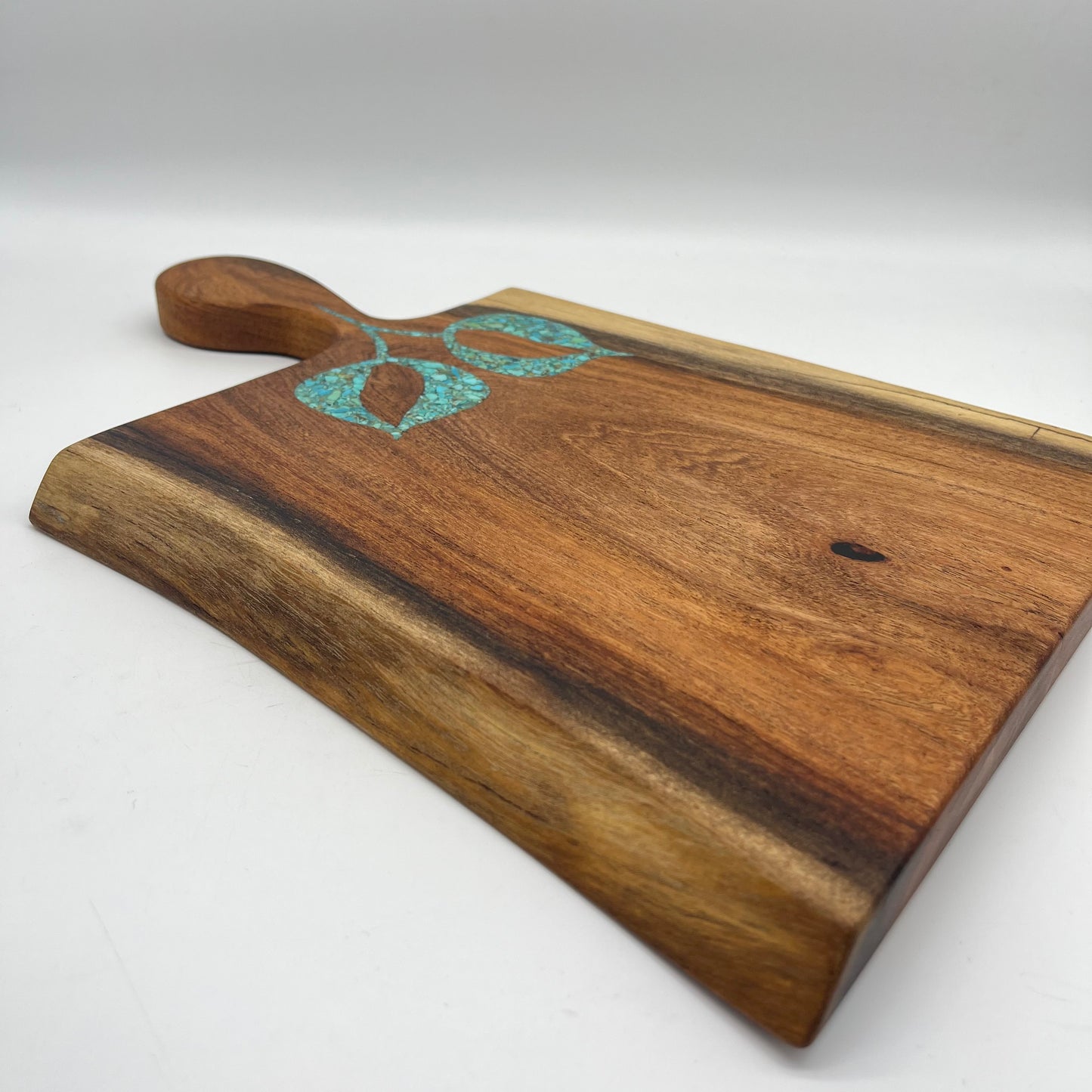 Cutting board with handle ~ Kingman turquoise