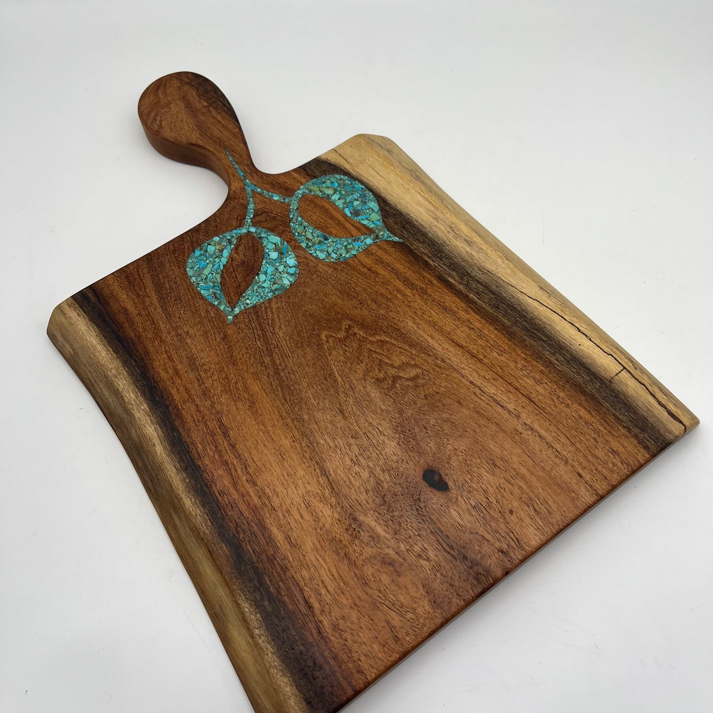 Cutting board with handle ~ Kingman turquoise