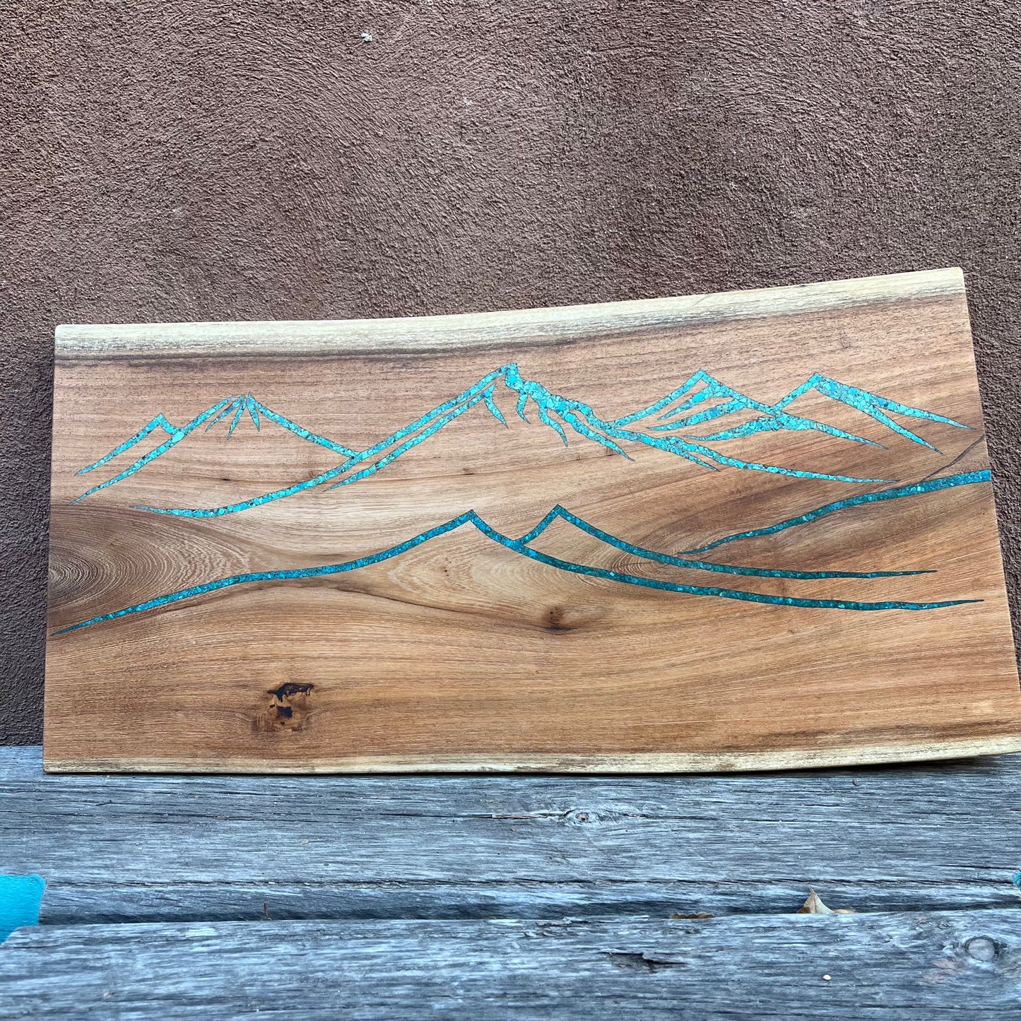 Mesquite Tray with Kingman and Peruvian Turquoise inlay