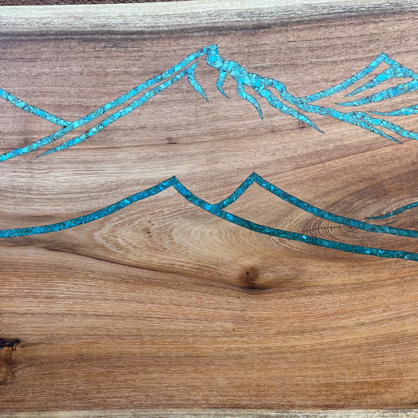 Mesquite Tray with Kingman and Peruvian Turquoise inlay