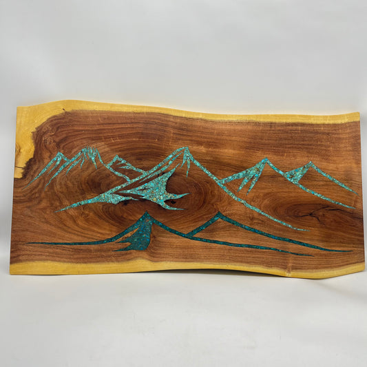 Live Edge Tray -  with Kingman & Peruvian Turquoise inlay