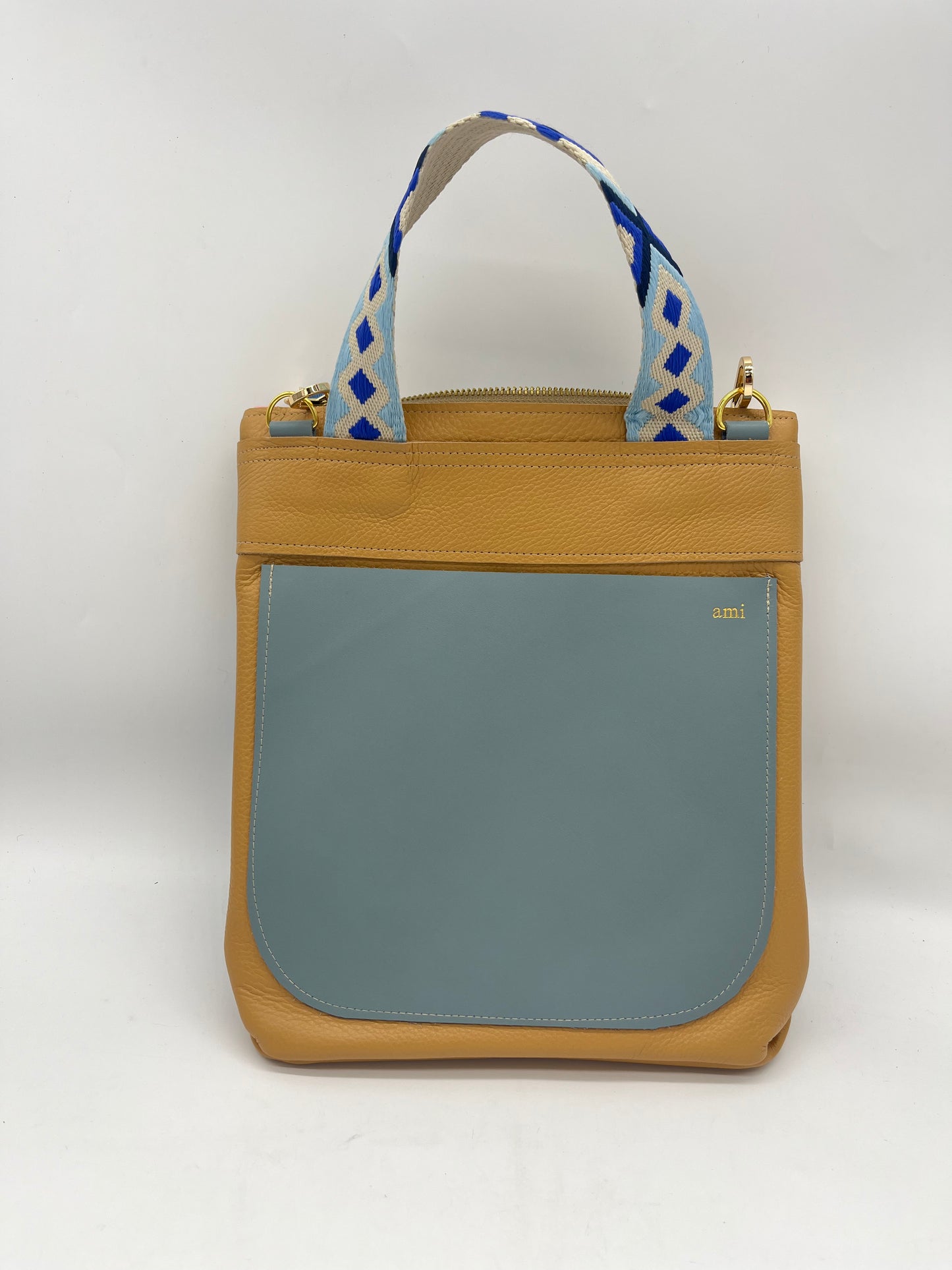 Crossbody Bag with arm strap - Camel and Blue