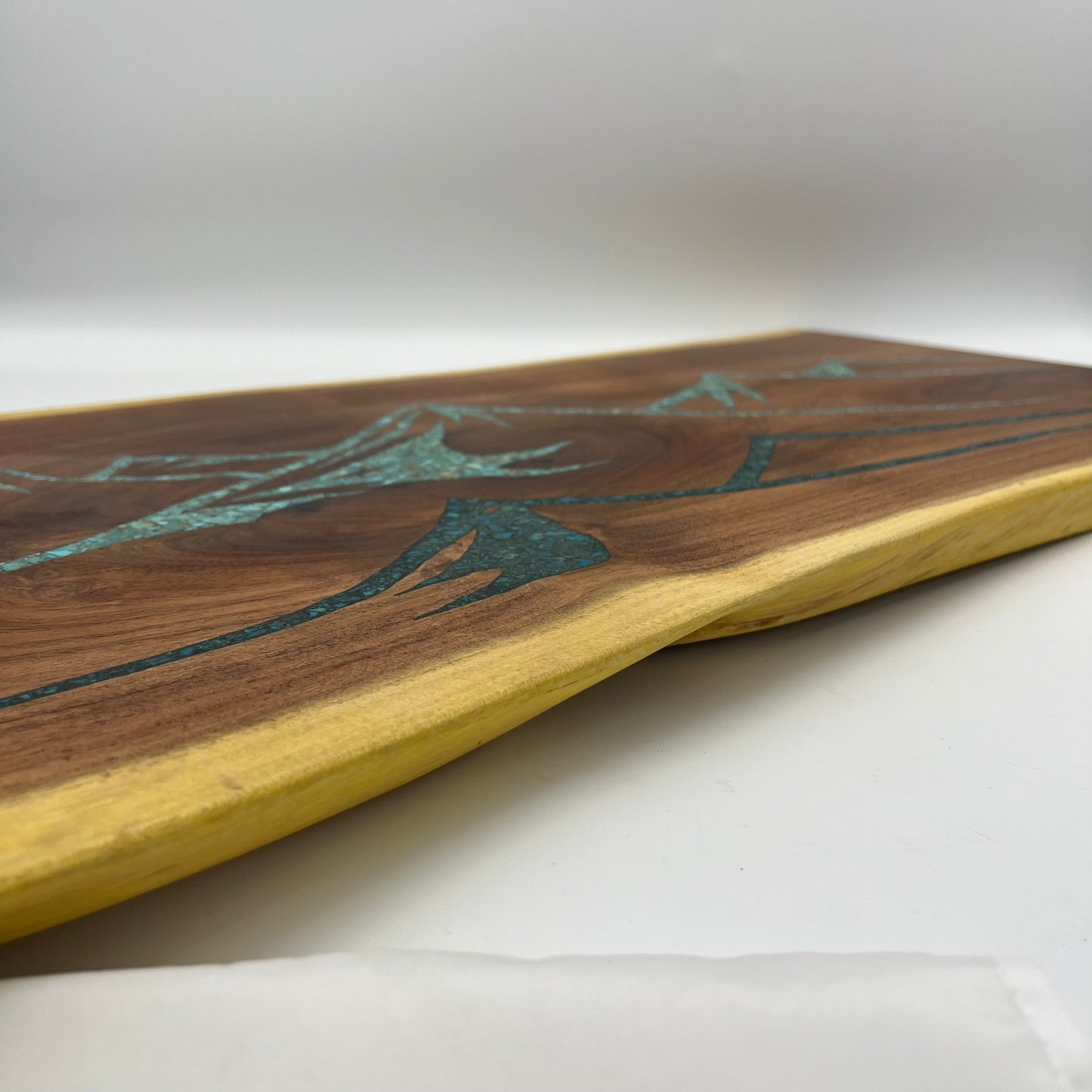 Live Edge Tray -  with Kingman & Peruvian Turquoise inlay