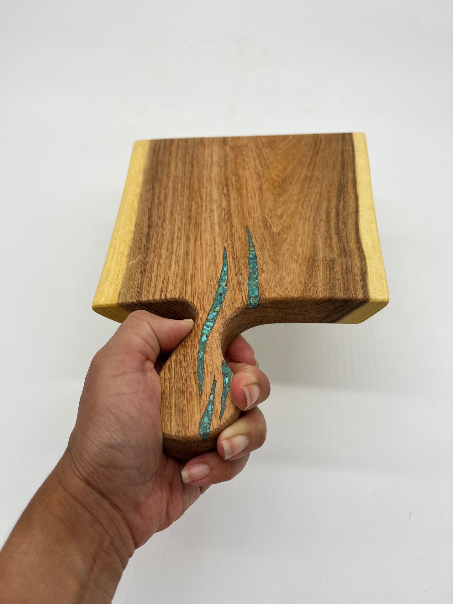 Cutting board with handle ~ Kingman turquoise ~ petite