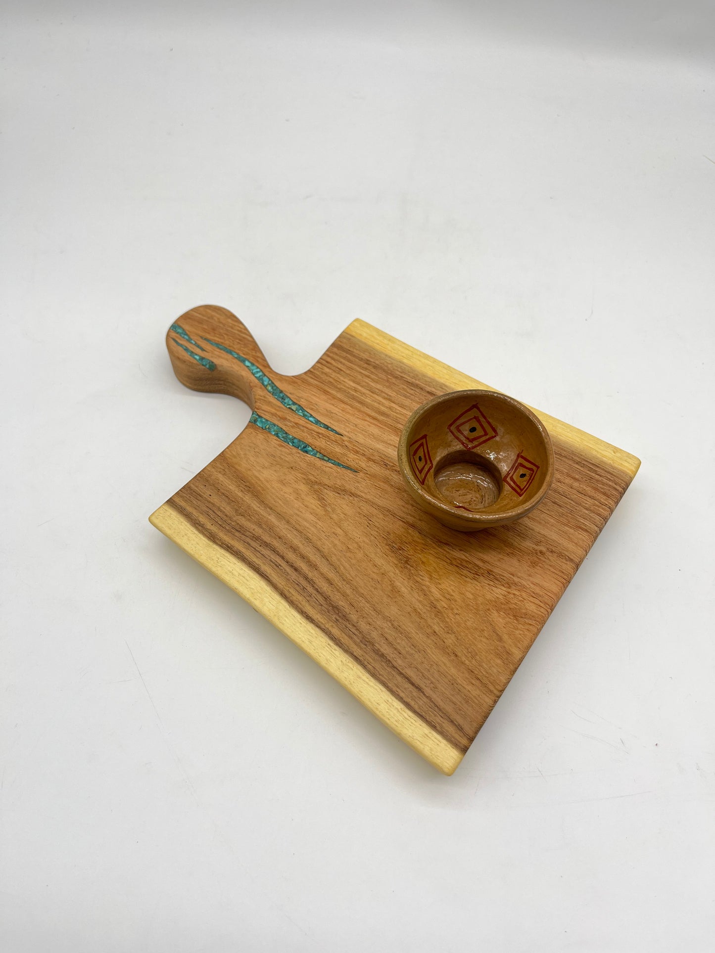 Cutting board with handle ~ Kingman turquoise ~ petite