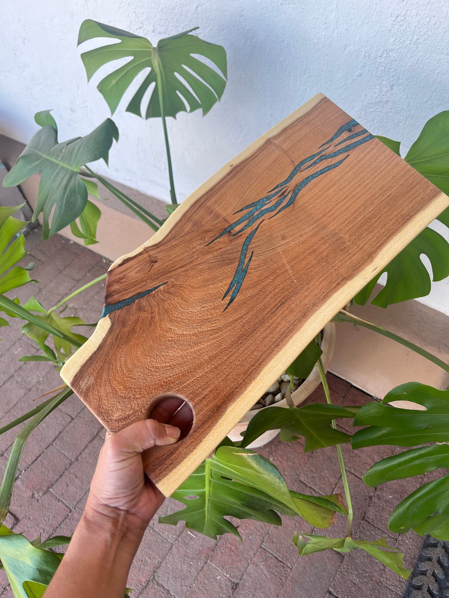 Cutting board with handle ~ Peruvian Turquoise