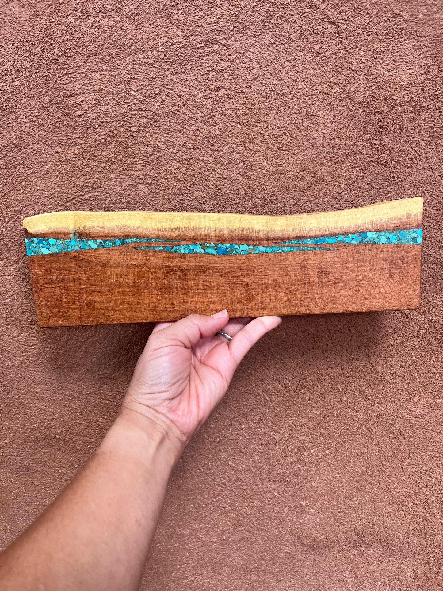 Knife block with turquoise inlaid
