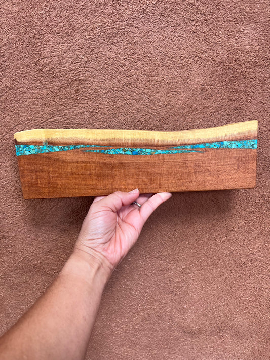 Knife block with turquoise inlaid