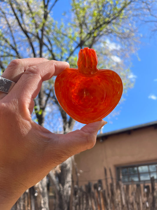 Heart Bowl ~ Opal orange ~ blown glass