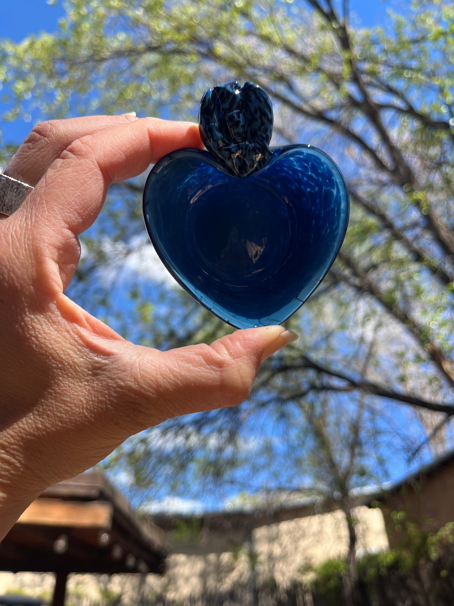 Heart Bowl ~ Mica blue ~ blown glass