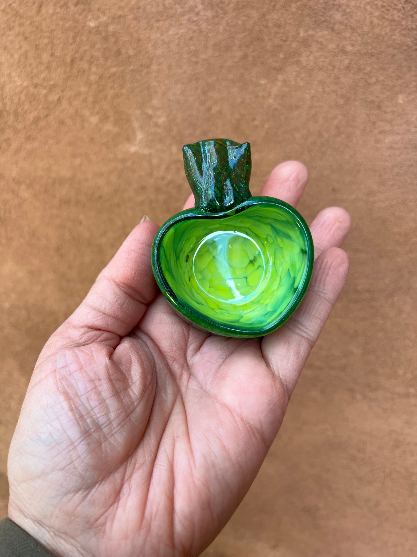 Heart Bowl ~ Spring green ~ blown glass
