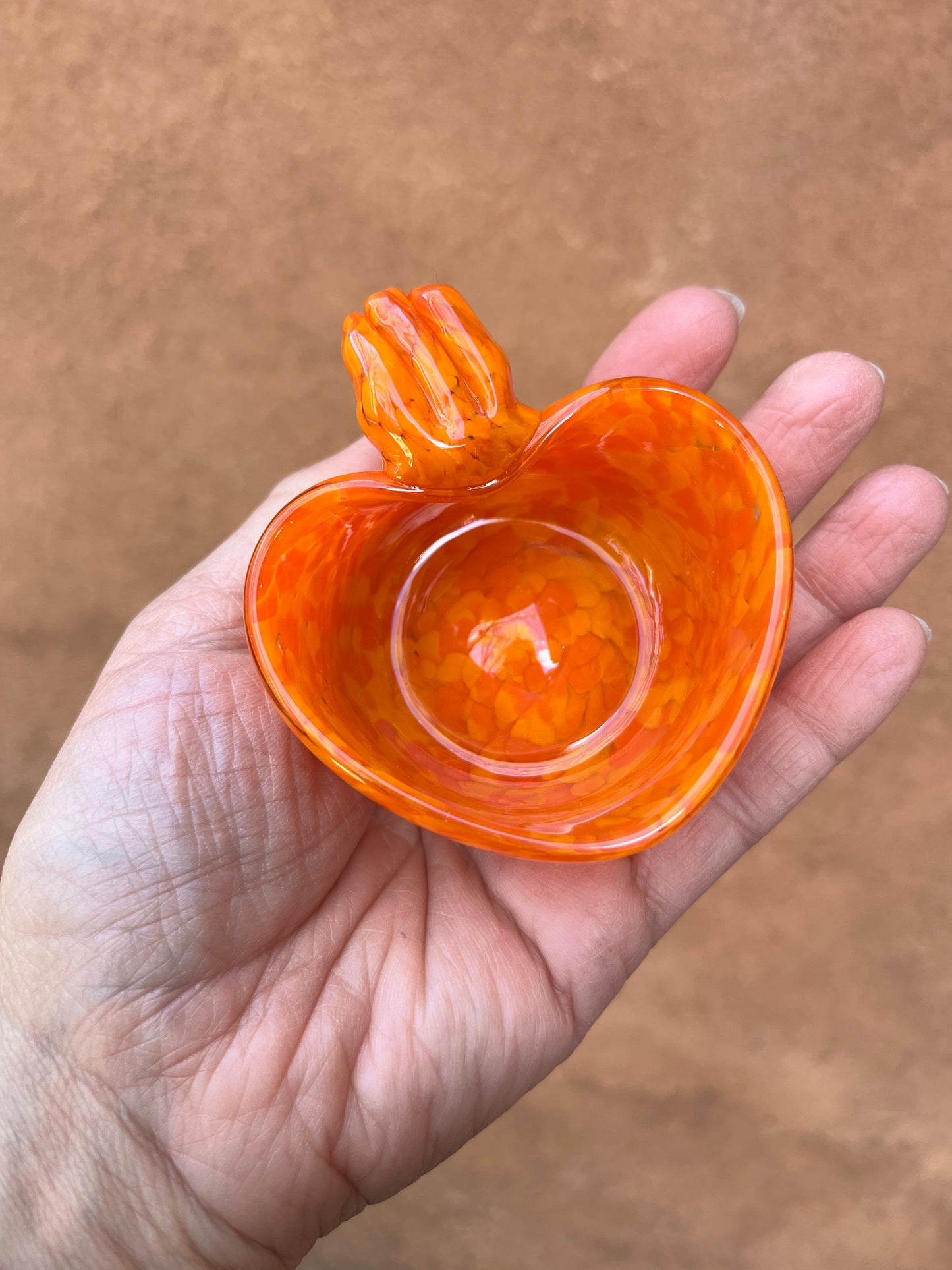 Heart Bowl ~ Opal orange ~ blown glass