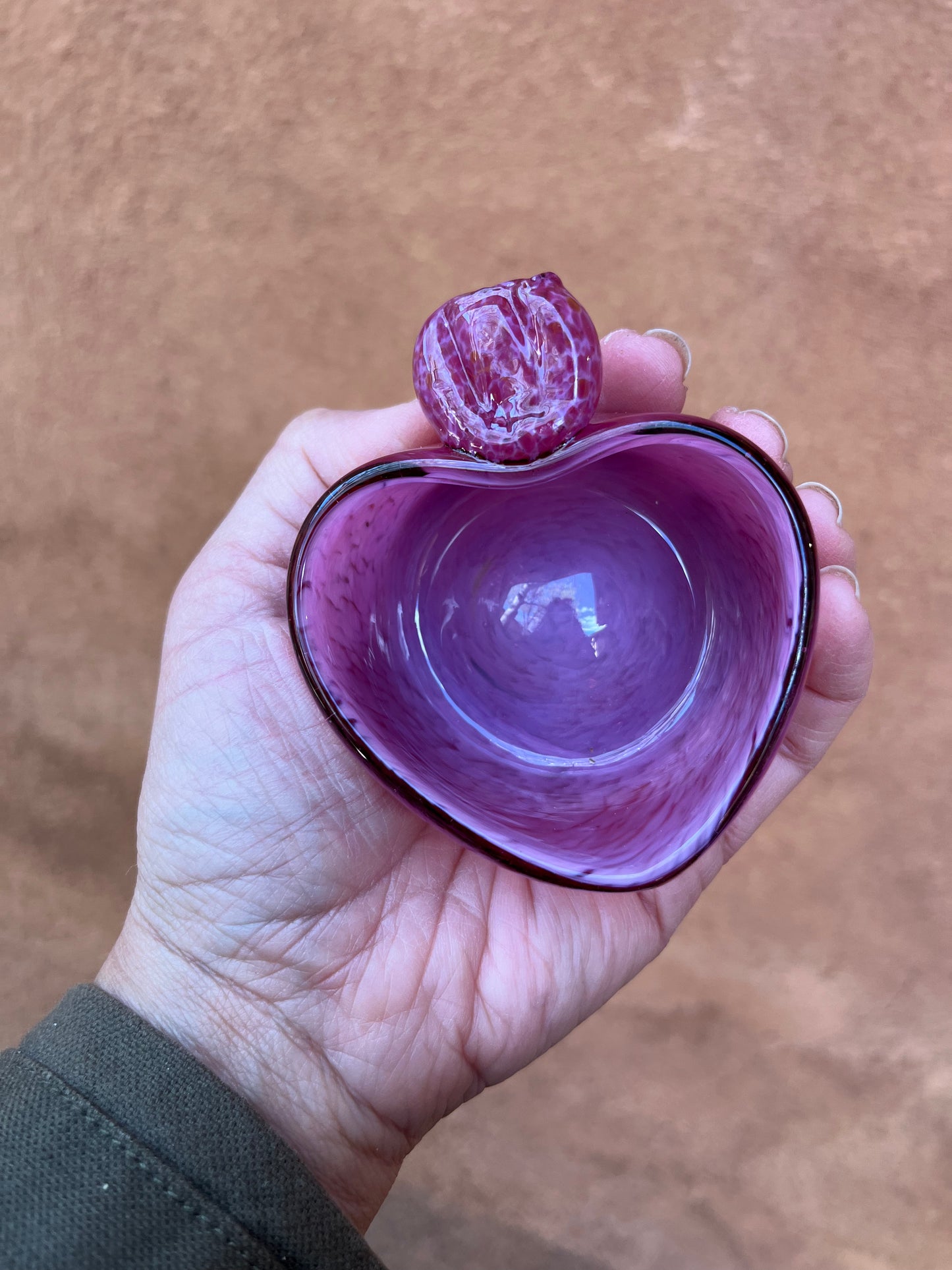 Heart Bowl ~ Opal Pink ~ blown glass