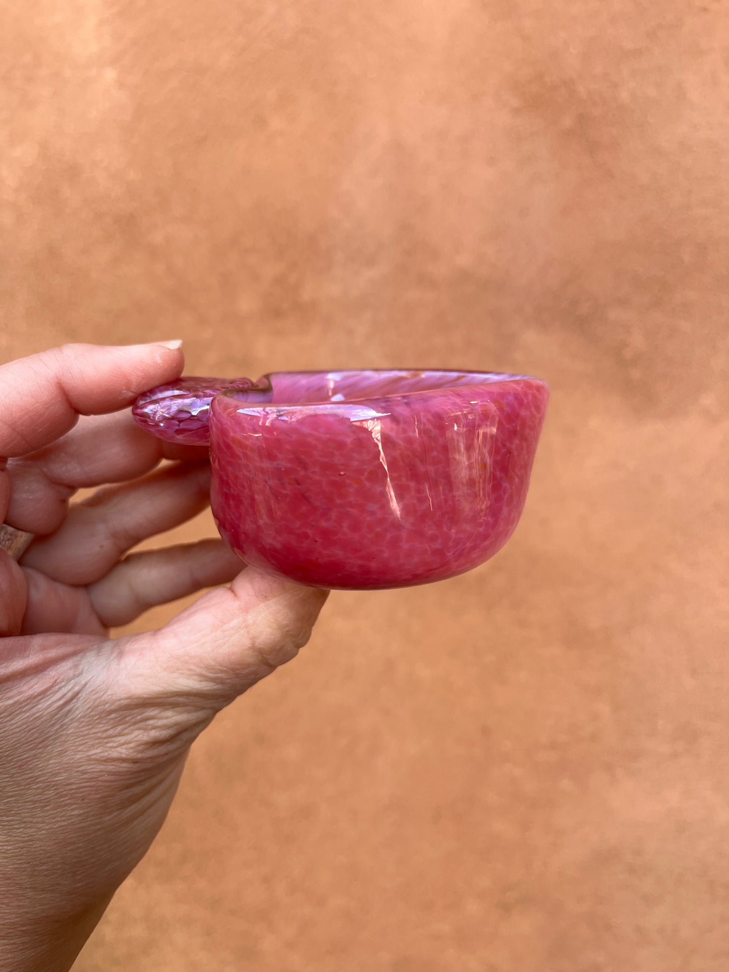 Heart Bowl ~ Opal Pink ~ blown glass