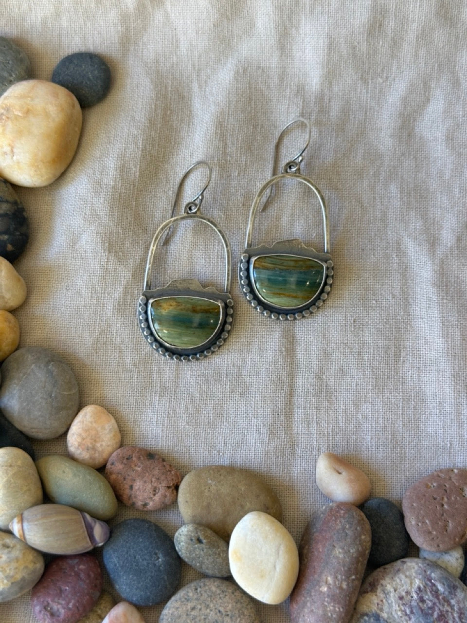 Gary Green Jasper & Sterling Silver earrings