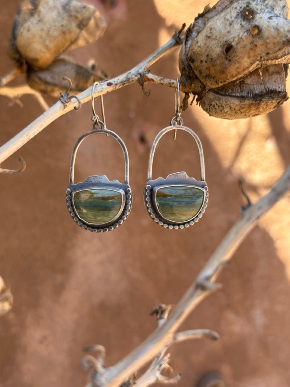 Gary Green Jasper & Sterling Silver earrings