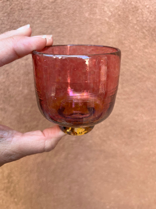 Nip cup ~ Fuschia + Amber ~ Blown glass