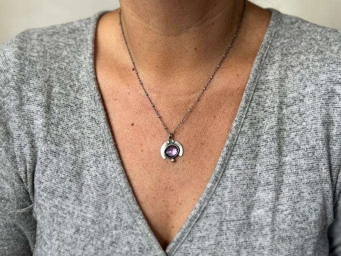 Amethyst & Sterling Silver Sunset Necklace