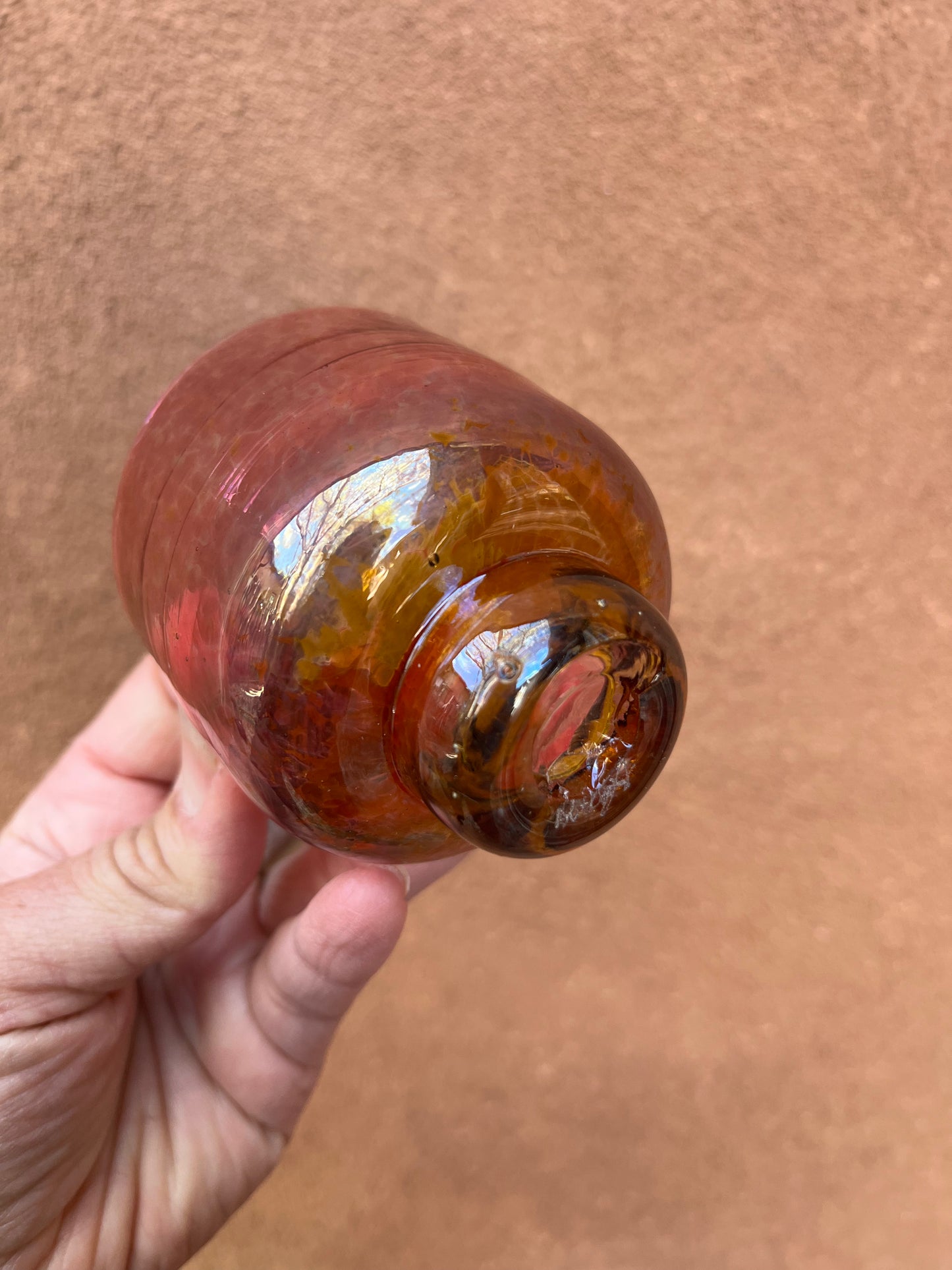 Nip cup ~ Fuschia + Amber ~ Blown glass
