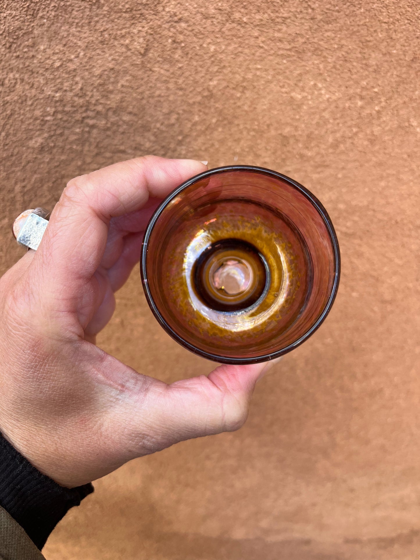 Nip cup ~ Fuschia + Amber ~ Blown glass