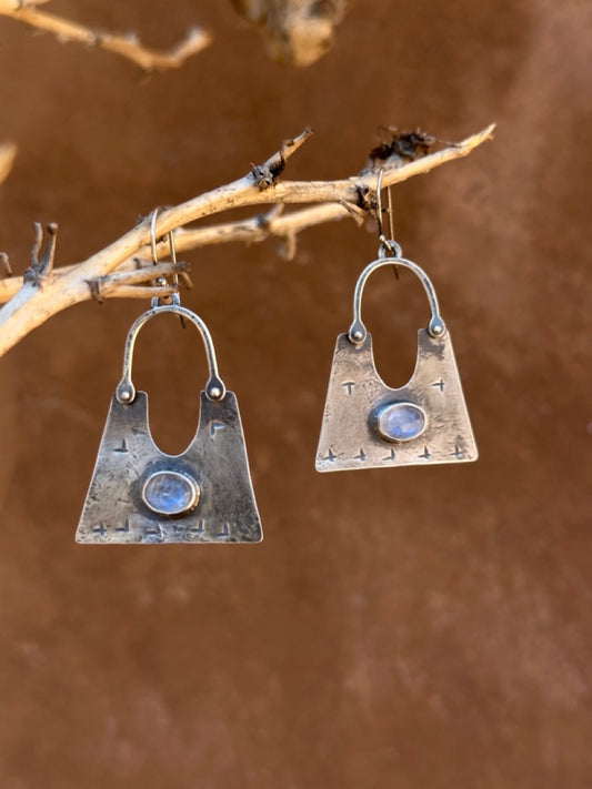 Rainbow Moonstone Statement Earrings - sterling silver