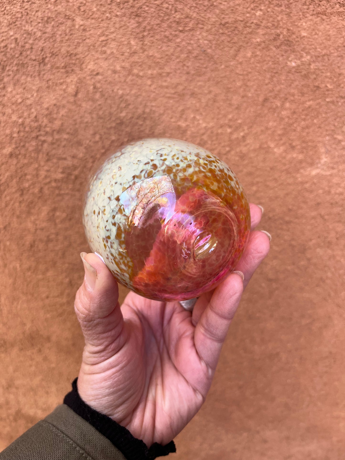 Steamless wine glass ~ Fuschia + Iris Amber ~ Blown glass