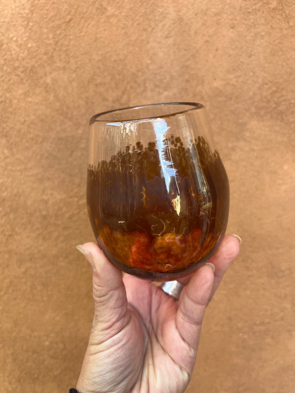Wine Cup • Fuschia + MD Amber • Blown glass