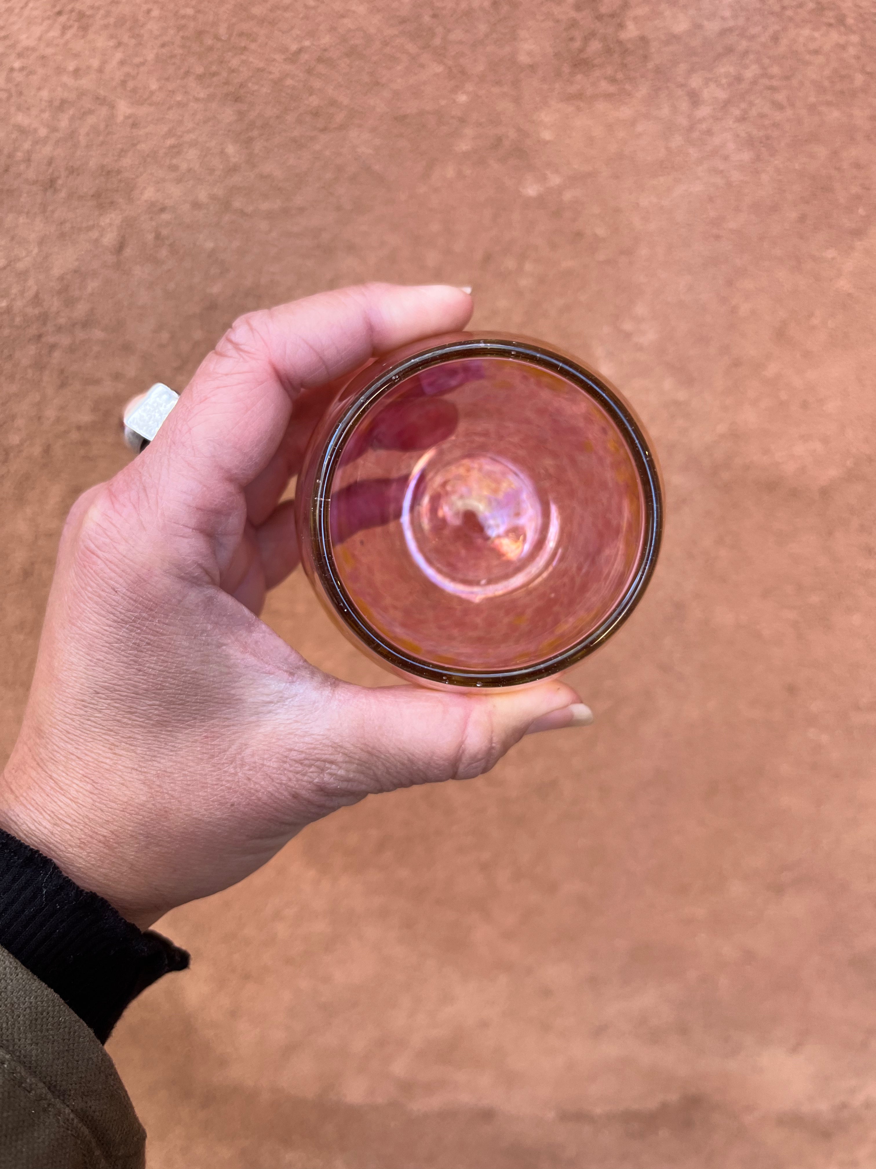 Wine Cup • Yellowish  Aurora + fuschia • Blown glass