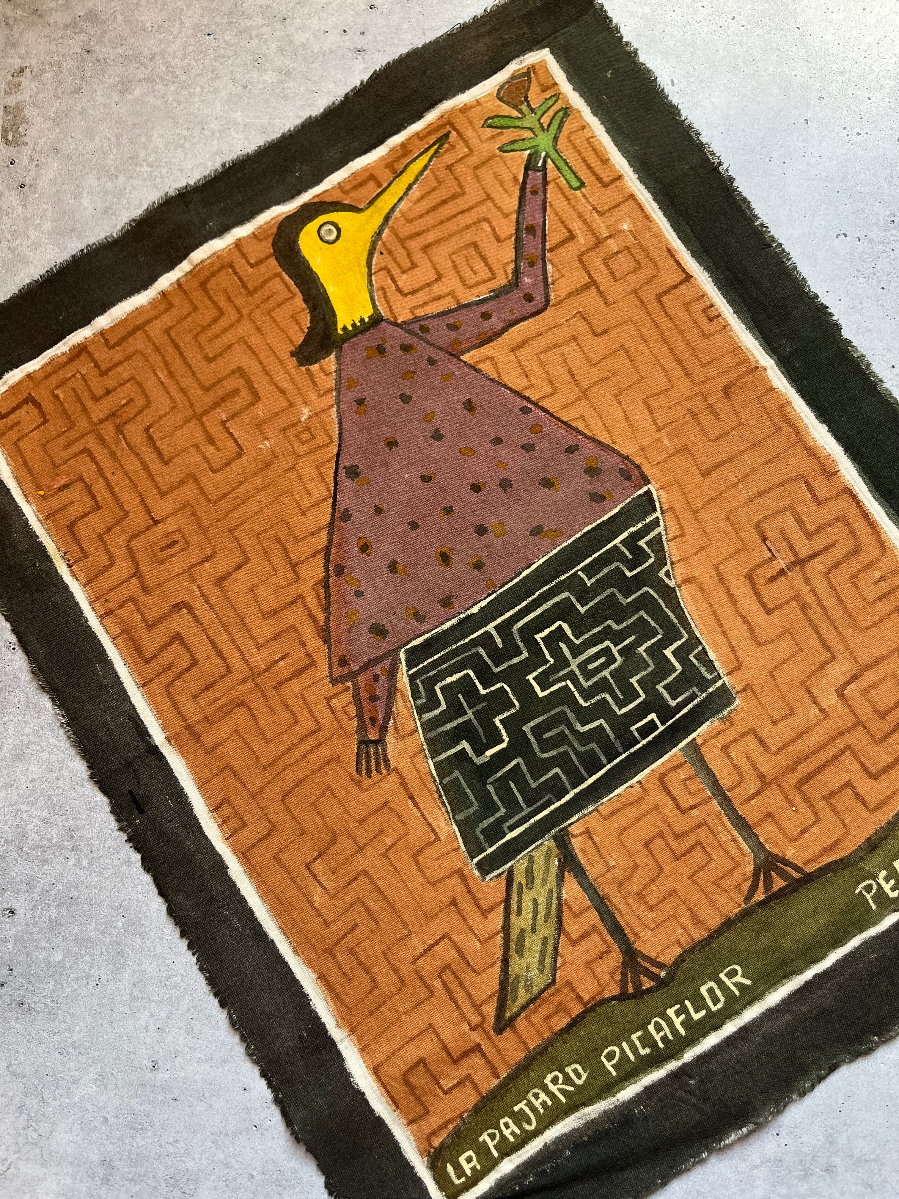 La Pajara Picaflor ~ Natural pigments on fabric - 16.5” x 13.”