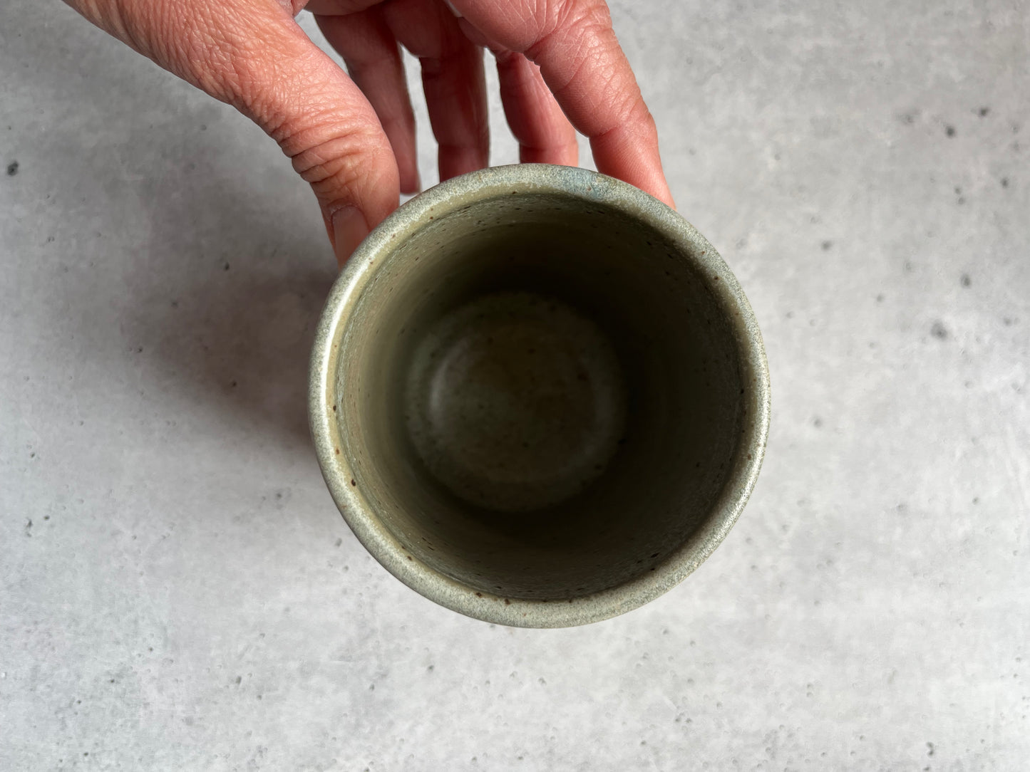 Cup ~ Straw ~ green speckled interior