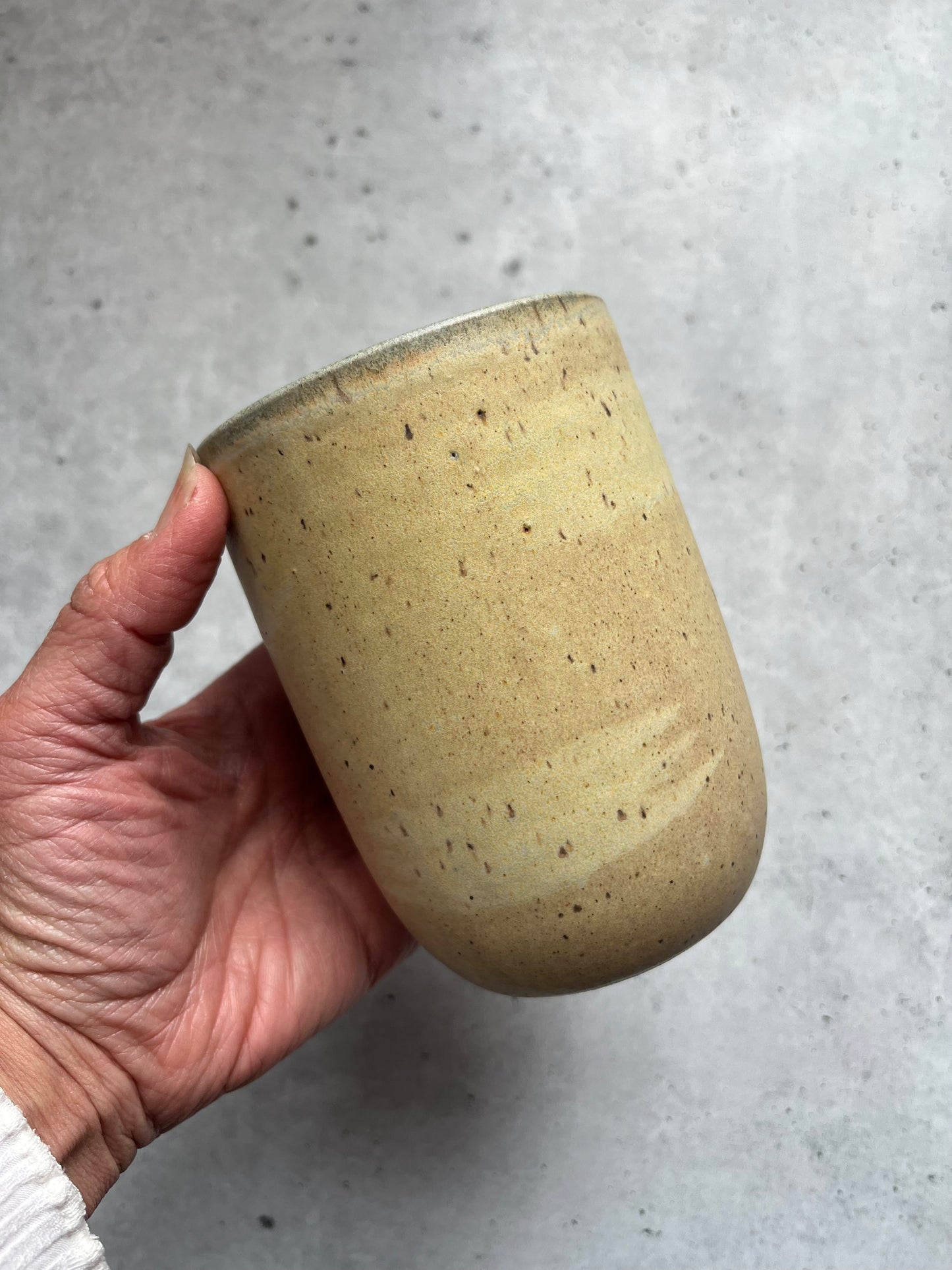 Cup ~ Straw ~ green speckled interior