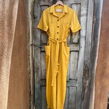 Load image into Gallery viewer, Mustard Linen - short sleeves- Jumpsuit
