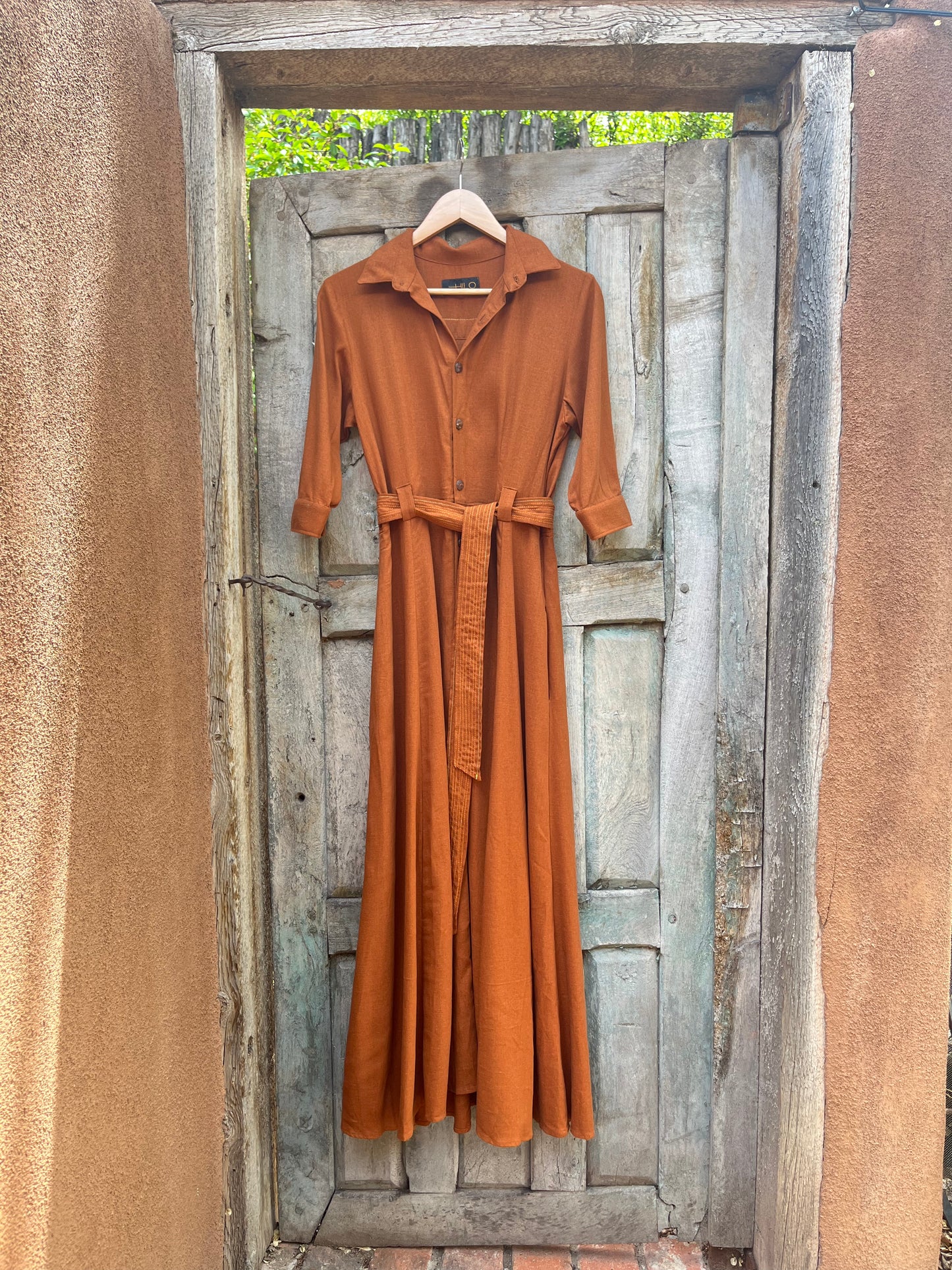 Rust - Three Quarter Sleeves - A-line dress