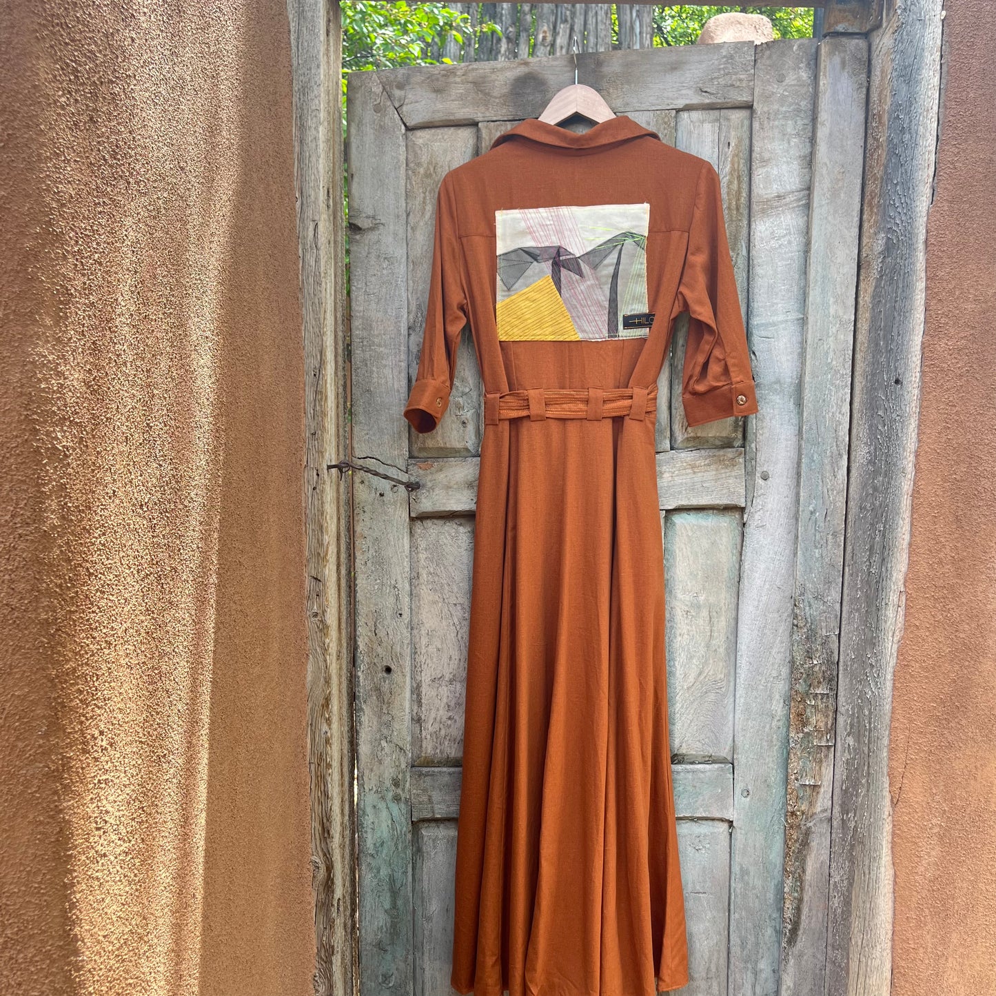 Rust - Three Quarter Sleeves - A-line dress