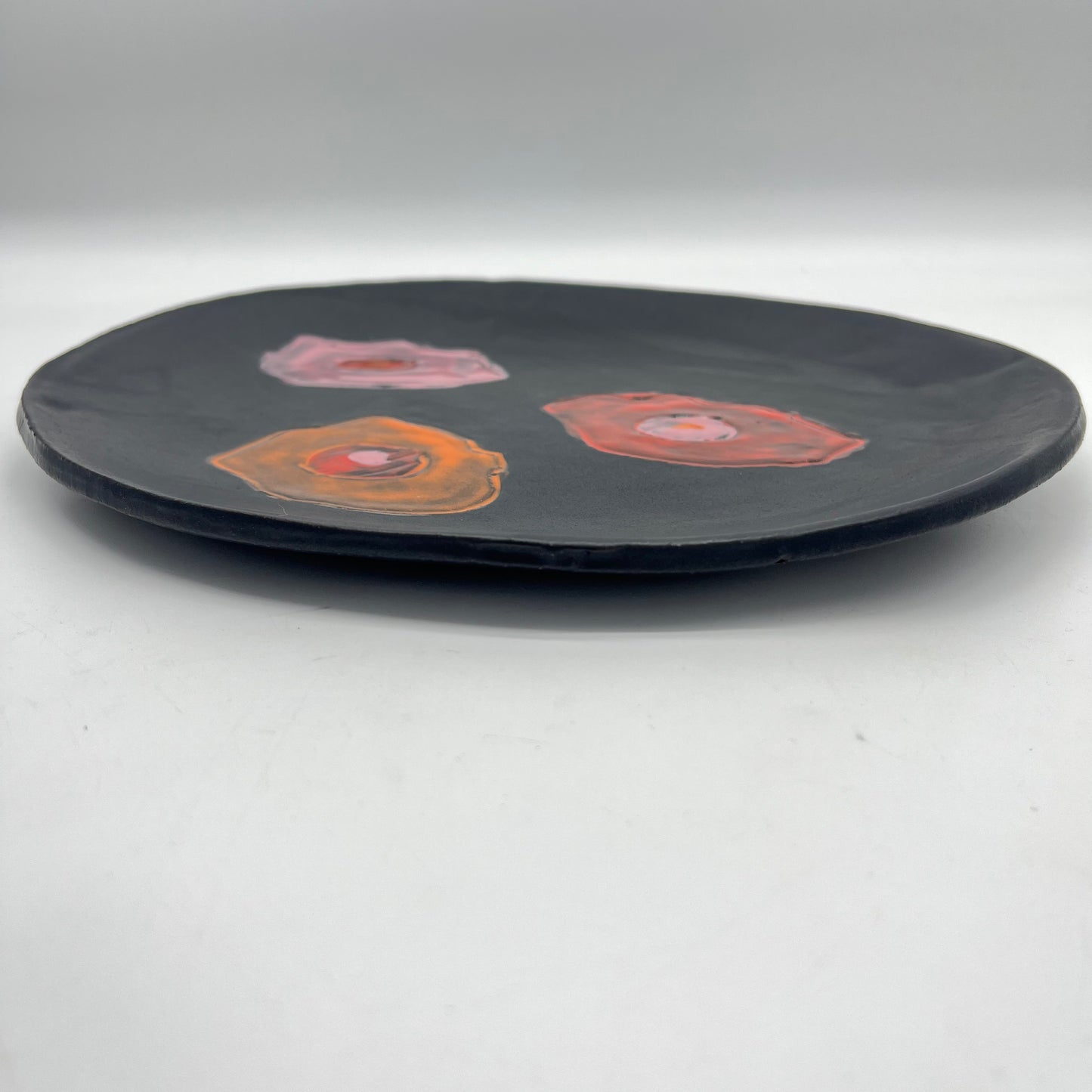 Large Serving plates - Black with Poppies