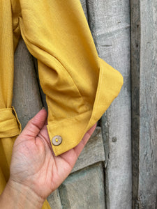 Yellow - Three Quarter Sleeves - A-line dress