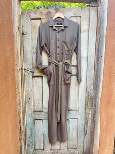 Olive Green Linen - Jumpsuit - Longsleeve